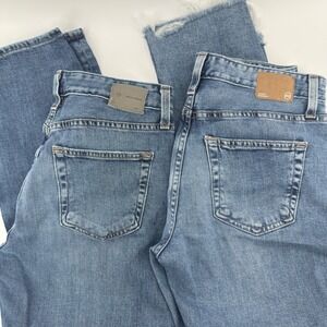 AG Adriano Goldschmied Ex Boyfriend Slouchy 2 pair Jeans Light Wash Raw Hem 27R